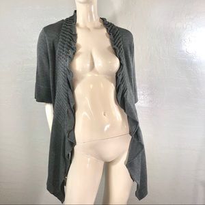 Apt 9 Pin Tuck Ruffle Neckline Open Front Cardigan